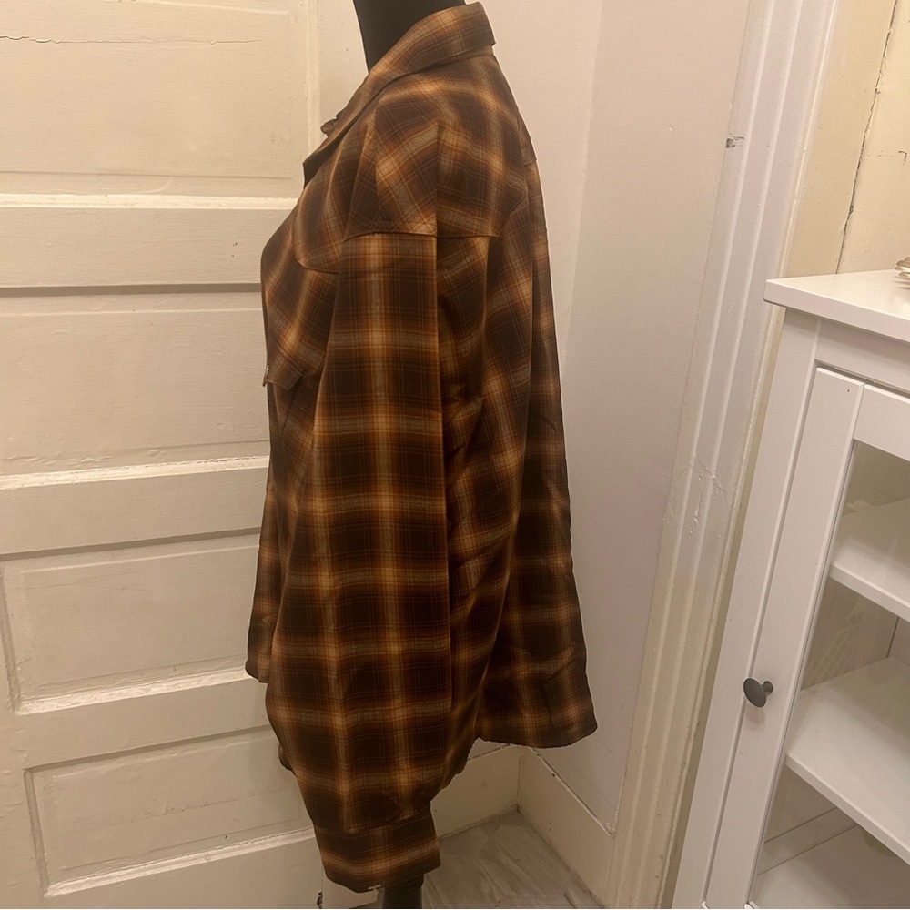 VTG CC Filson Brown Plaid Western Wool Pearl Snap Button-Up Shirt Rodeo XXL - Picture 3 of 8